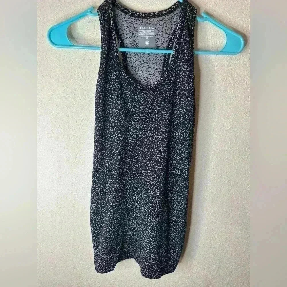 Athleta seamless black/white heather tank sz XS